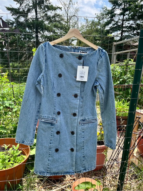KBB Dresses & Skirts - KBB by Khalana Denim the tuxedo mini dress double breasted denim size 6 nwt